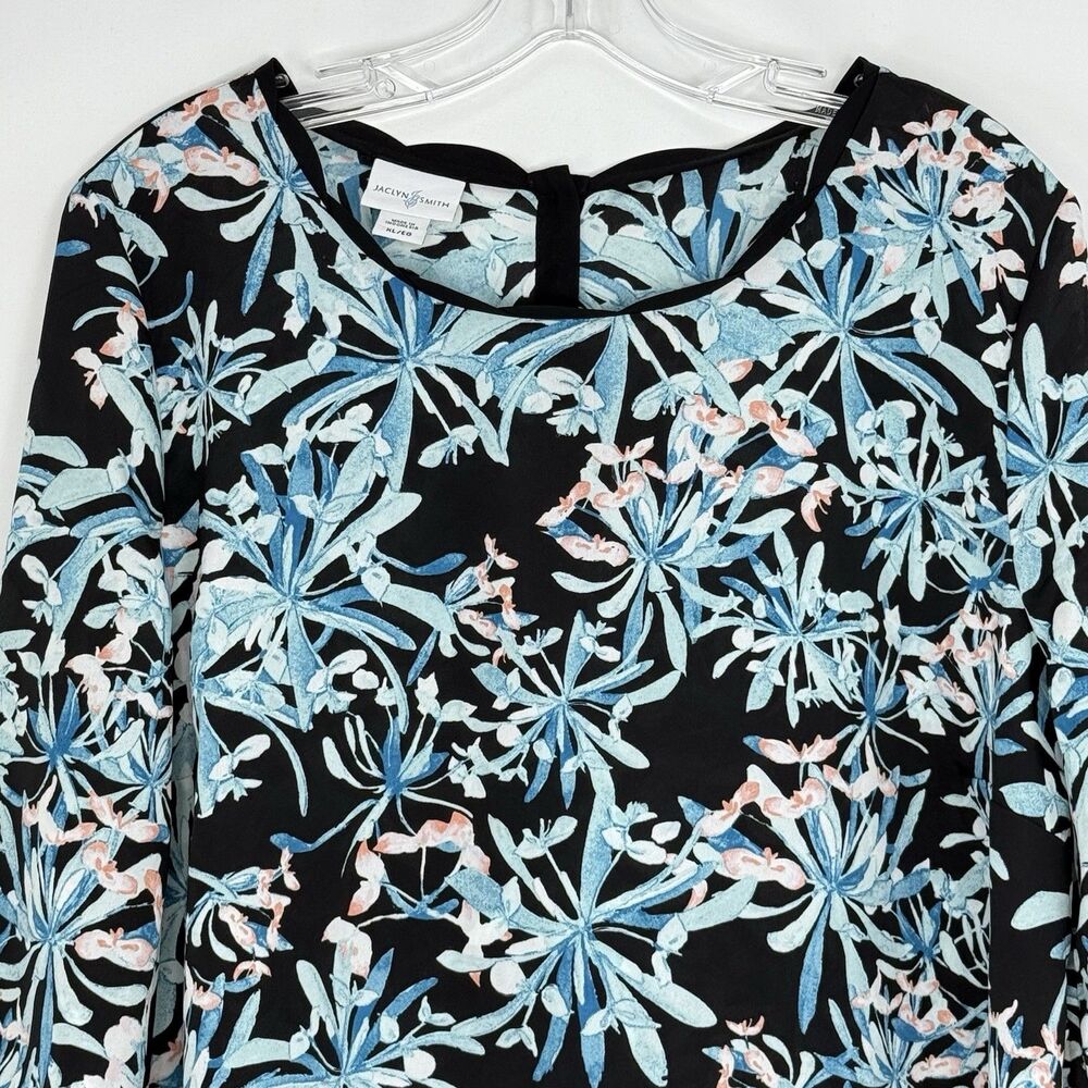 Jaclyn Smith Women Floral Print Long Sleeve Scalloped Neck Top Size XL - Picture 15 of 16
